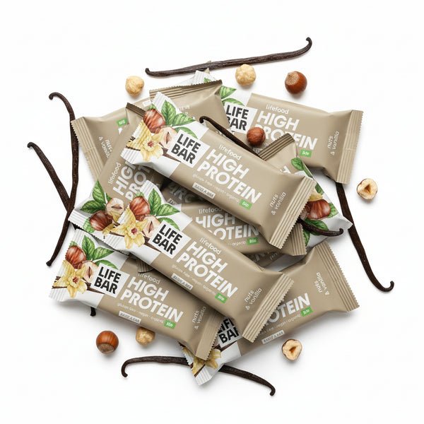 Lifefood Zvýhodněná sada 13 + 2 tyčinky zdarma - Lifebar proteinová s ořechy a vanilkou BIO (15 x 40 g)