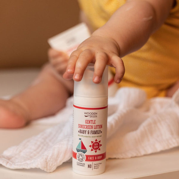 Drevená lyžička Telové mlieko na opaľovanie pre deti a rodinu SPF 50 <tc>BIO</tc> (50 ml)