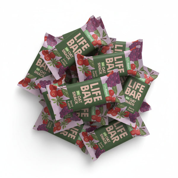 Lifefood Zvýhodněná sada 13 + 2 tyčinky zdarma - Lifebar Oat Snack Berry Fusion BIO (15 x 40 g)