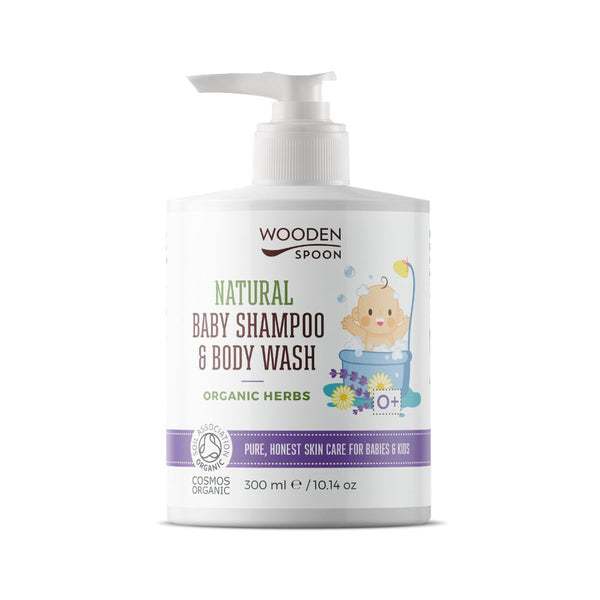 Drevená lyžička Detský sprchový gél a šampón 2v1 s bylinkami <tc>BIO</tc> (300 ml)