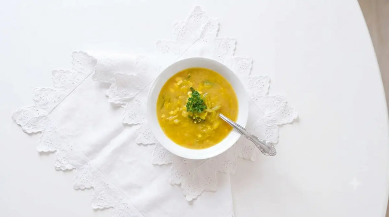 Pórková polévka s vegan vaječnou jíškou