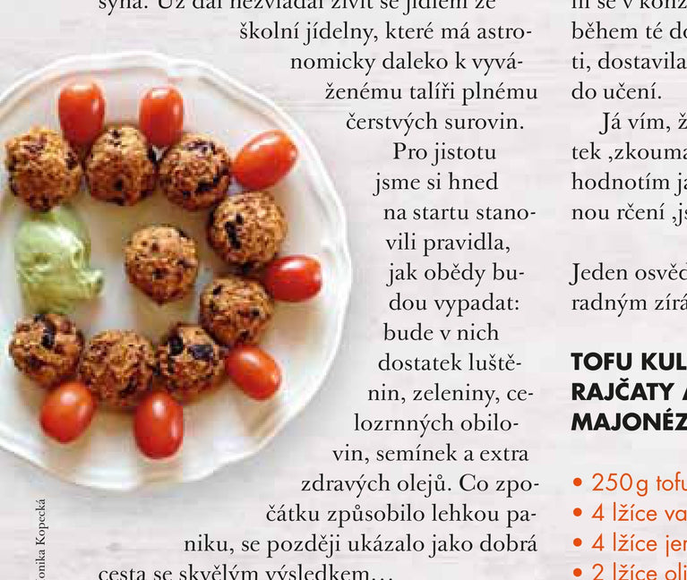 Tofu kuličky se sušenými rajčaty a avokádovou majonézou