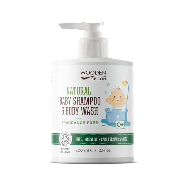 Wooden Spoon Detský sprchový gél a šampón na vlasy 2v1 bez parfumu <tc>BIO</tc> (300 ml)