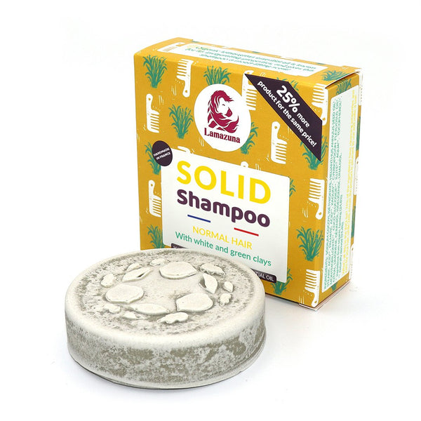 Lamazuna Tuhý šampón pre normálne vlasy - biely a zelený íl (70 g)