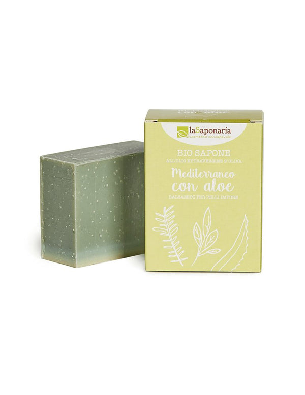 laSaponaria Tuhé olivové mydlo <tc>BIO</tc> - Stredomorské bylinky s aloe (100 g)