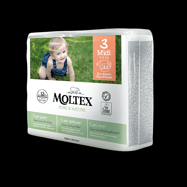 Ekologické plienky Moltex Pure & Nature - Midi (4-9 kg) (33 ks)