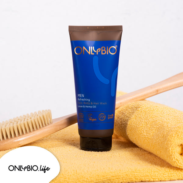 Osviežujúci prípravok na umývanie tváre, tela a vlasov pre mužov OnlyBio (200 ml)
