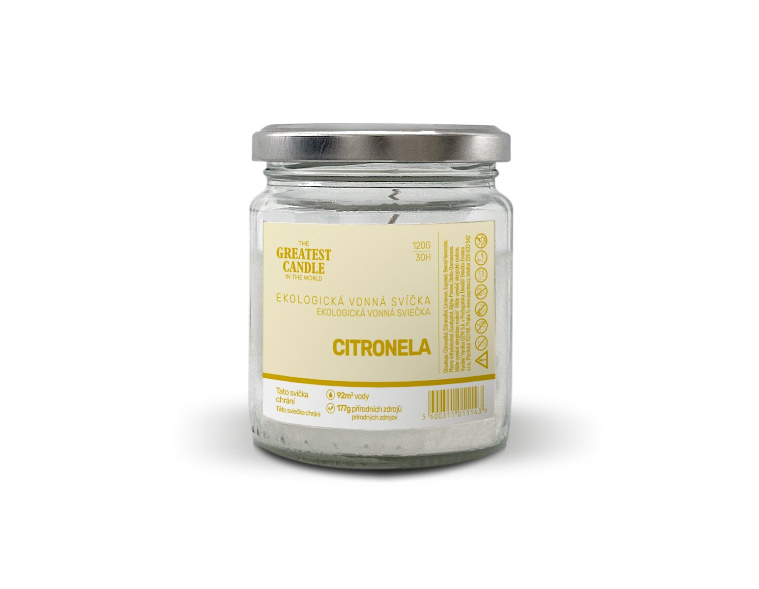 The Greatest Candle Nulová sviečka v skle (120 g) - citronela