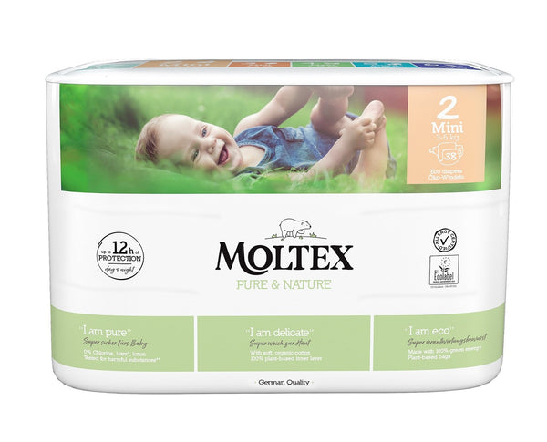 Ekologické plienky Moltex Pure & Nature - Mini (3-6 kg) (38 ks)