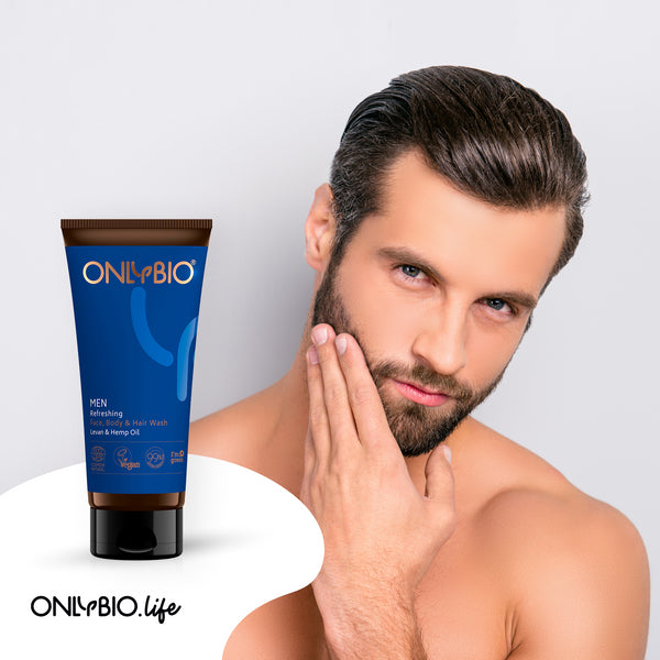 Osviežujúci prípravok na umývanie tváre, tela a vlasov pre mužov OnlyBio (200 ml)